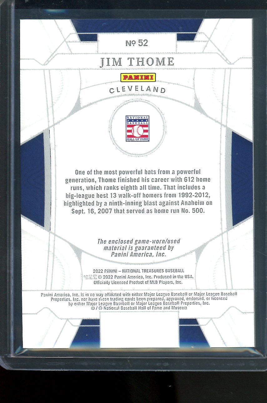 2022 Panini National Treasures Jim Thome Patch /49 Guardians
