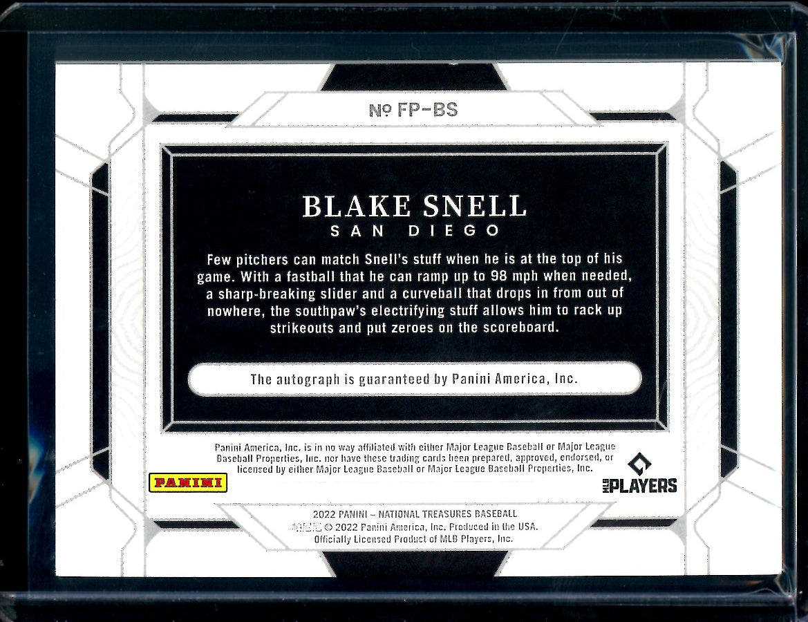 2022 Panini National Treasures Blake Snell Field Pass Auto /25 Padres