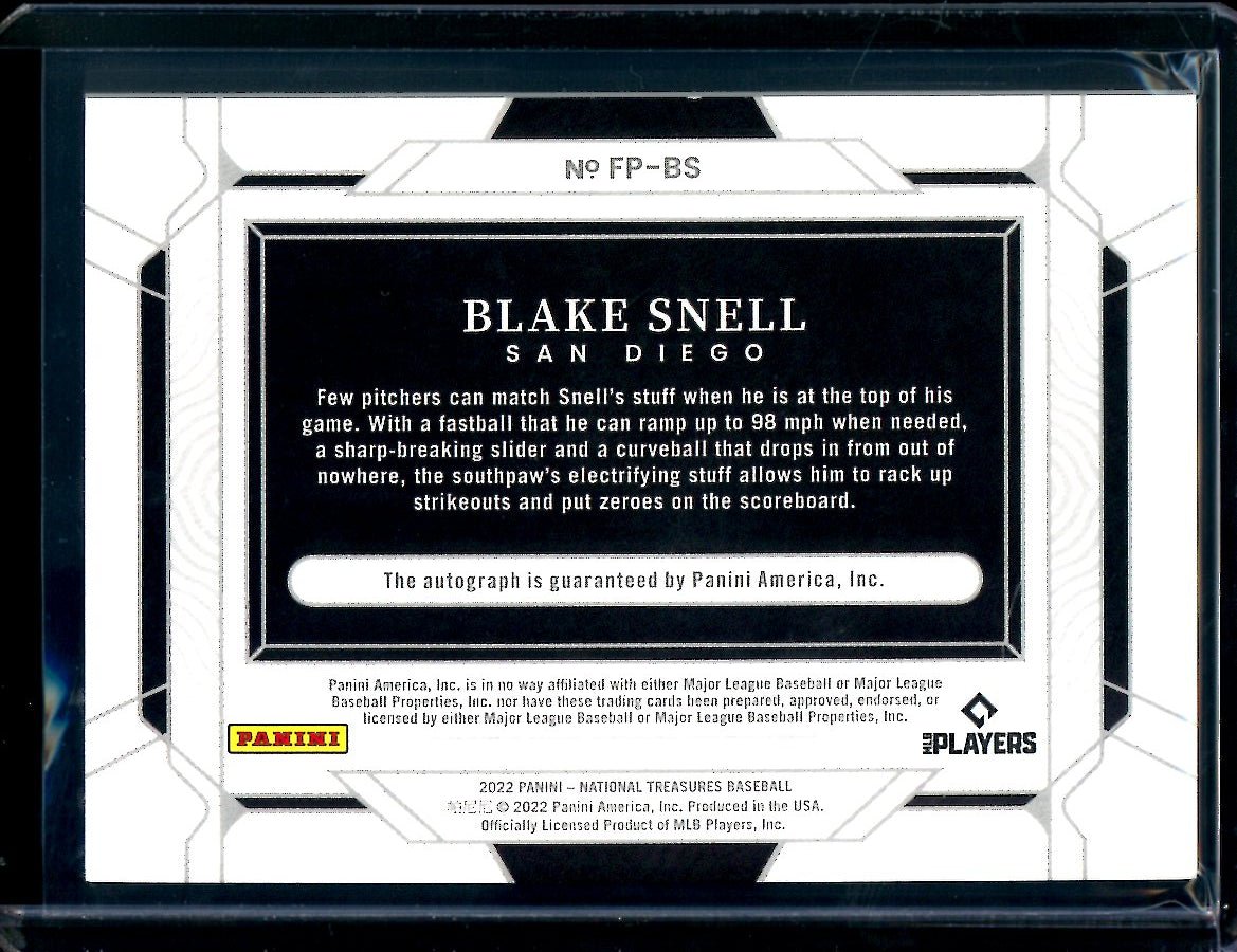 2022 Panini National Treasures Blake Snell Field Pass Auto /25 Padres - Trading Card Market