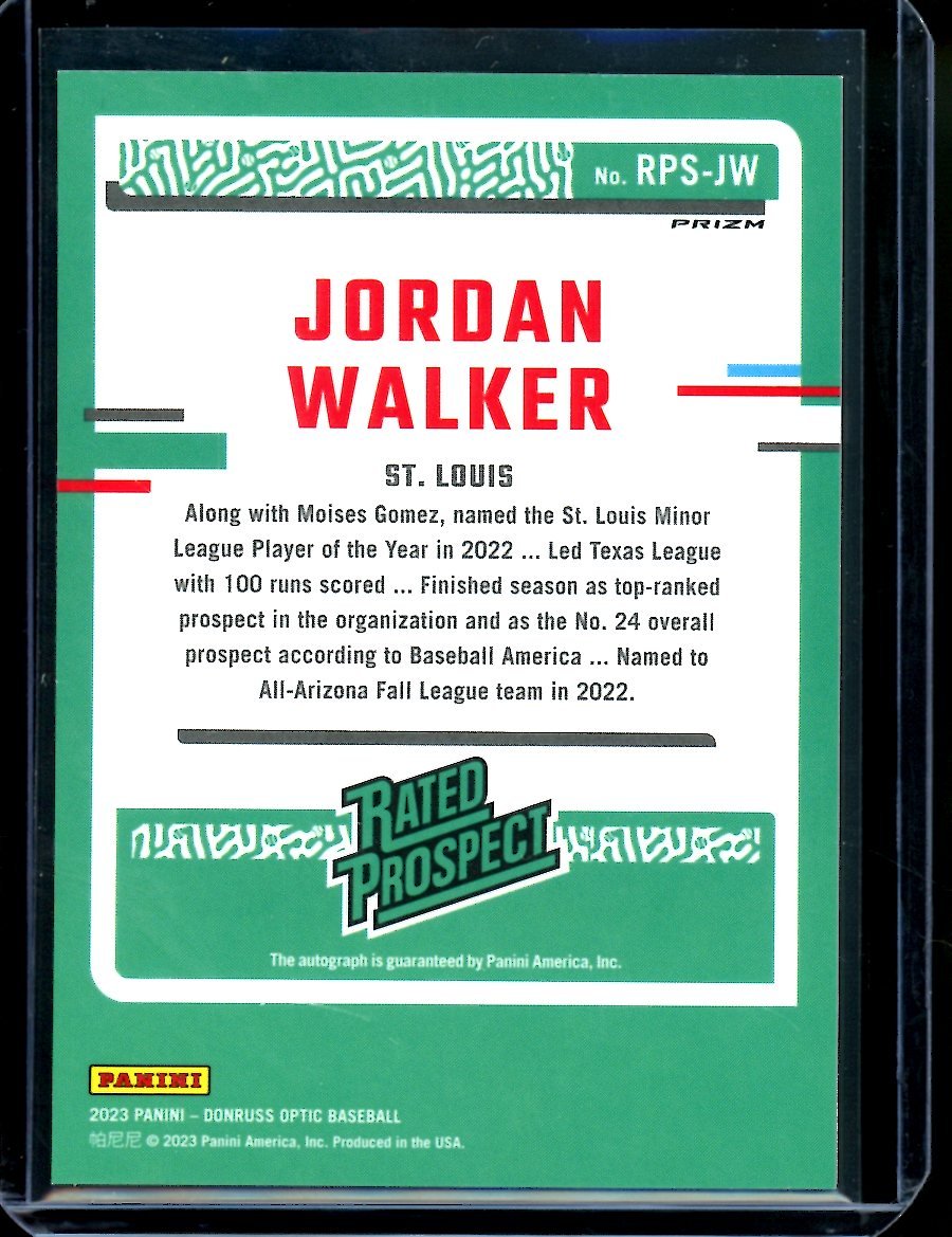 2023 Panini Optic Jordan Walker Rated Rookie Photon Auto Cardinals - Trading Card Market