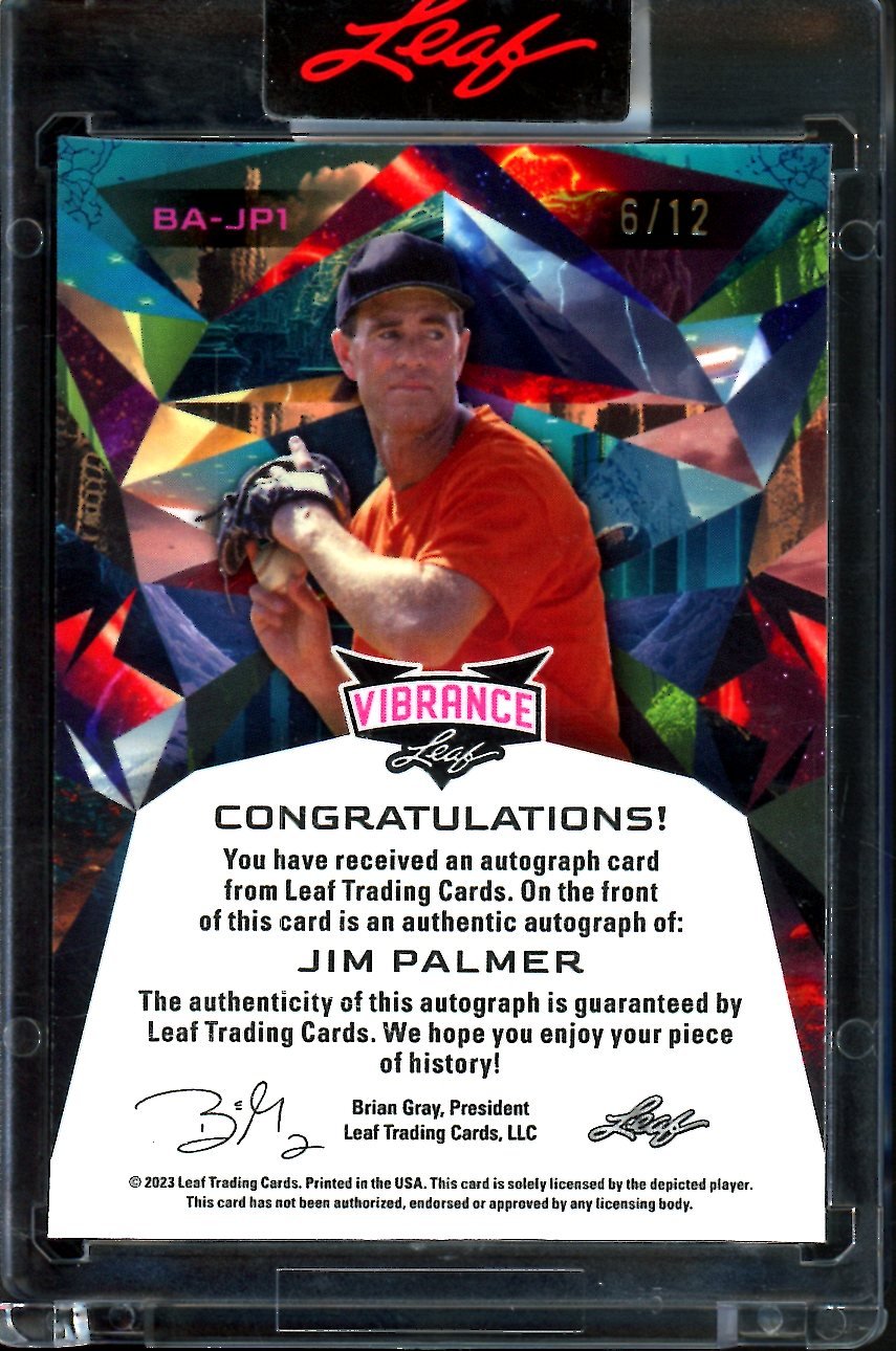 2023 Leaf Vibrance Jim Palmer Auto /12 Orioles
