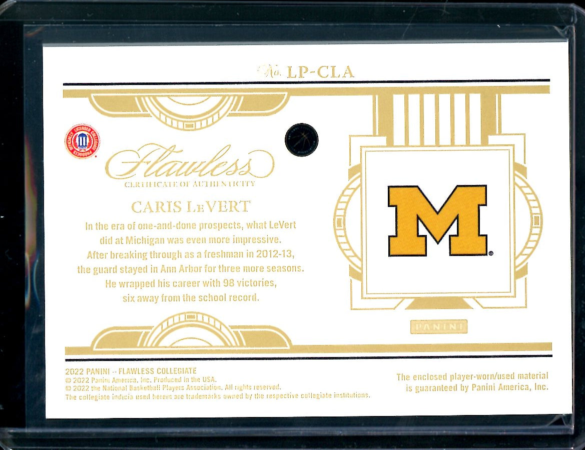 2022 Panini Flawless Collegiate Caris LeVert Legacy Patches Gold /10 Michigan