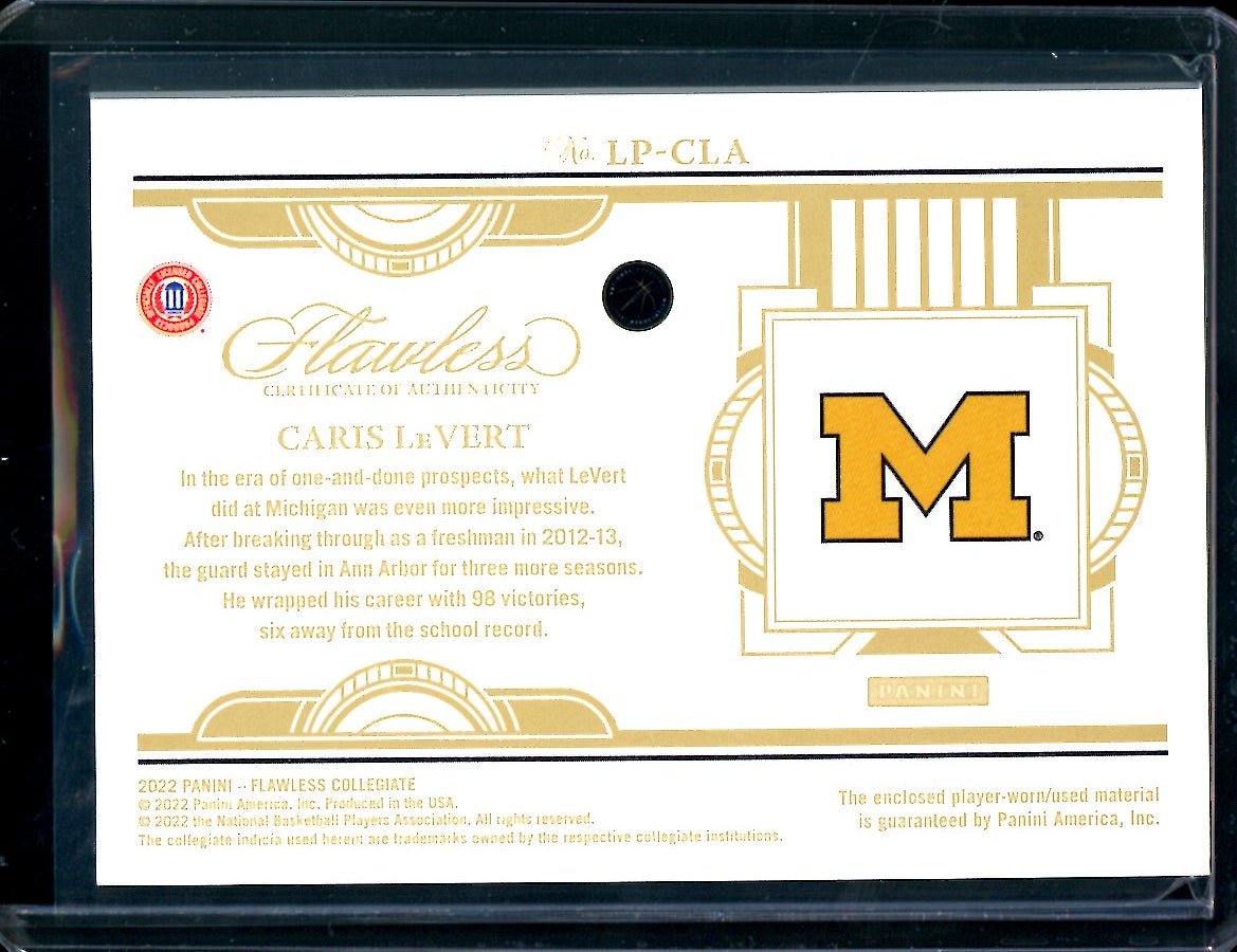 2022 Panini Flawless Collegiate Caris LeVert Legacy Patches Gold /10 Michigan - Trading Card Market
