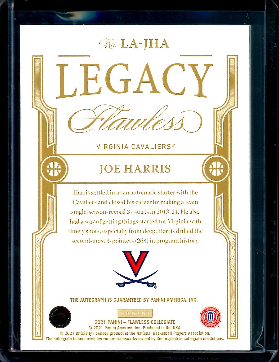 2021 Panini Flawless Collegiate Joe Harris Legacy Autographs Gold /10 Virginia - Trading Card Market