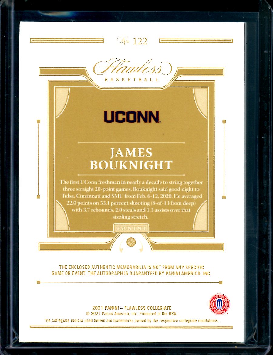 2021 Panini Flawless Collegiate James Bouknight Rookie RPA /25 UCONN
