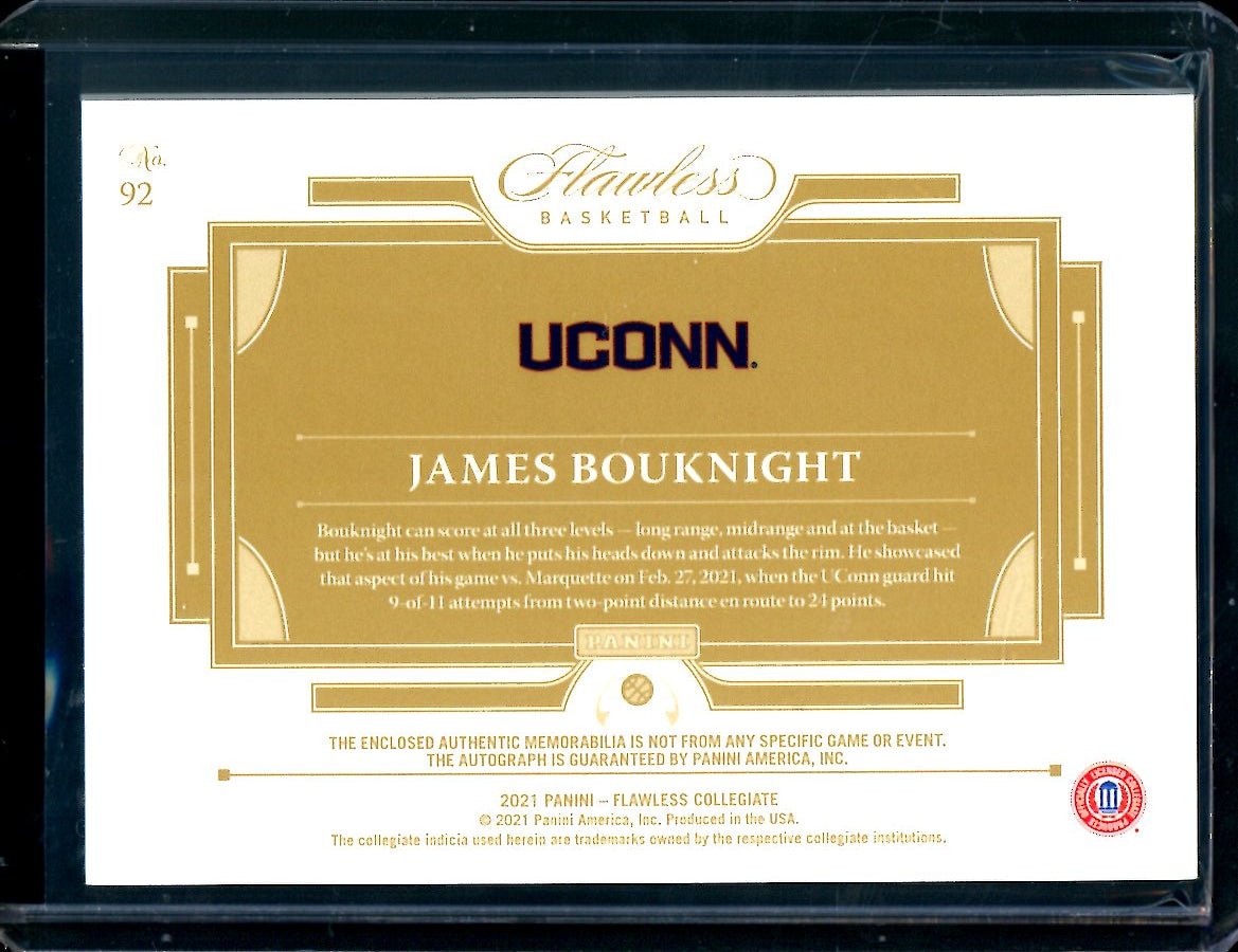 2021 Panini Flawless Collegiate James Bouknight Rookie RPA Silver /25 UCONN - Trading Card Market