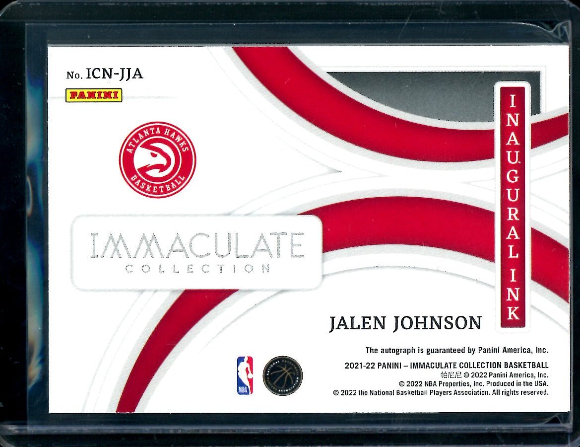 2021/22 Panini Immaculate Jalen Johnson Rookie Inaugural Ink Auto /99 Hawks - Trading Card Market