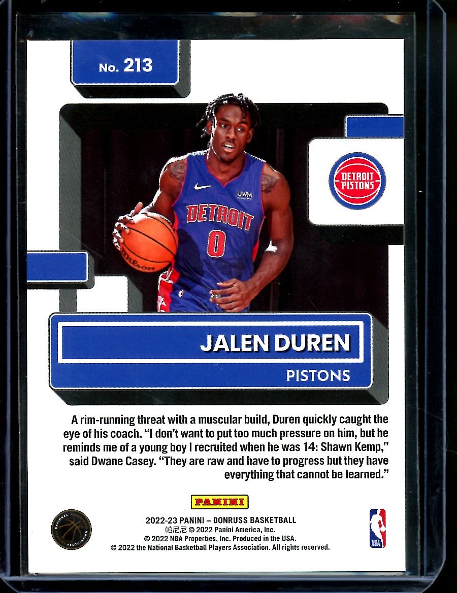 2022/23 Panini Donruss Choice Jalen Duren Rookie Red /99 Pistons - Trading Card Market