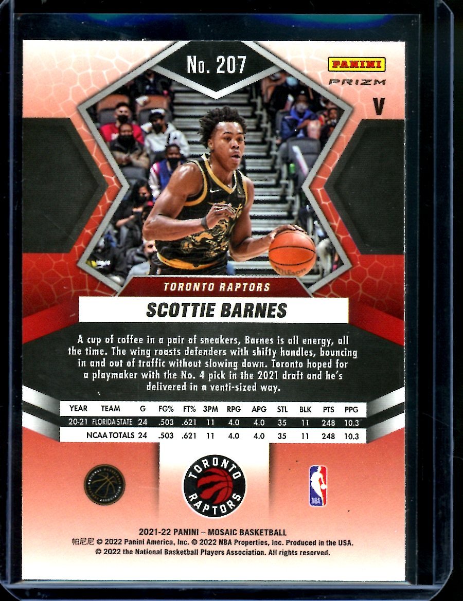 2021/22 Panini Mosaic Scottie Barnes Rookie Disco Raptors - Trading Card Market