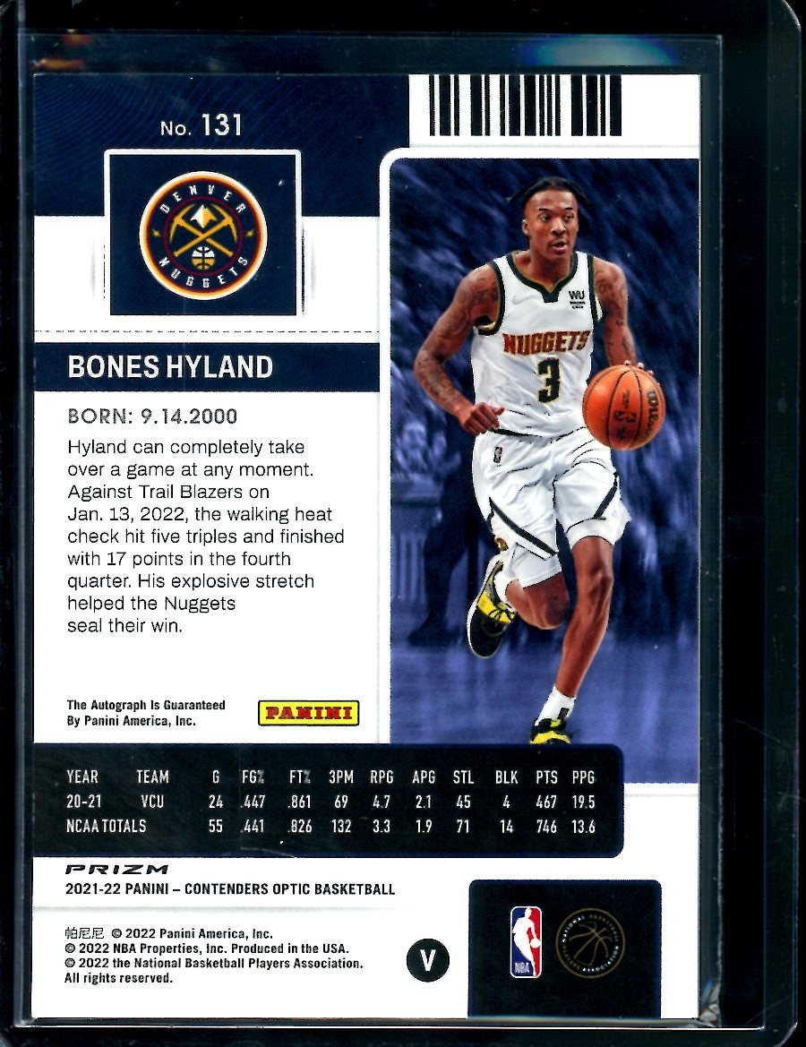 2021/22 Panini Contenders Optic Bones Hyland Rookie Variation Silver Auto Clippers - Trading Card Market