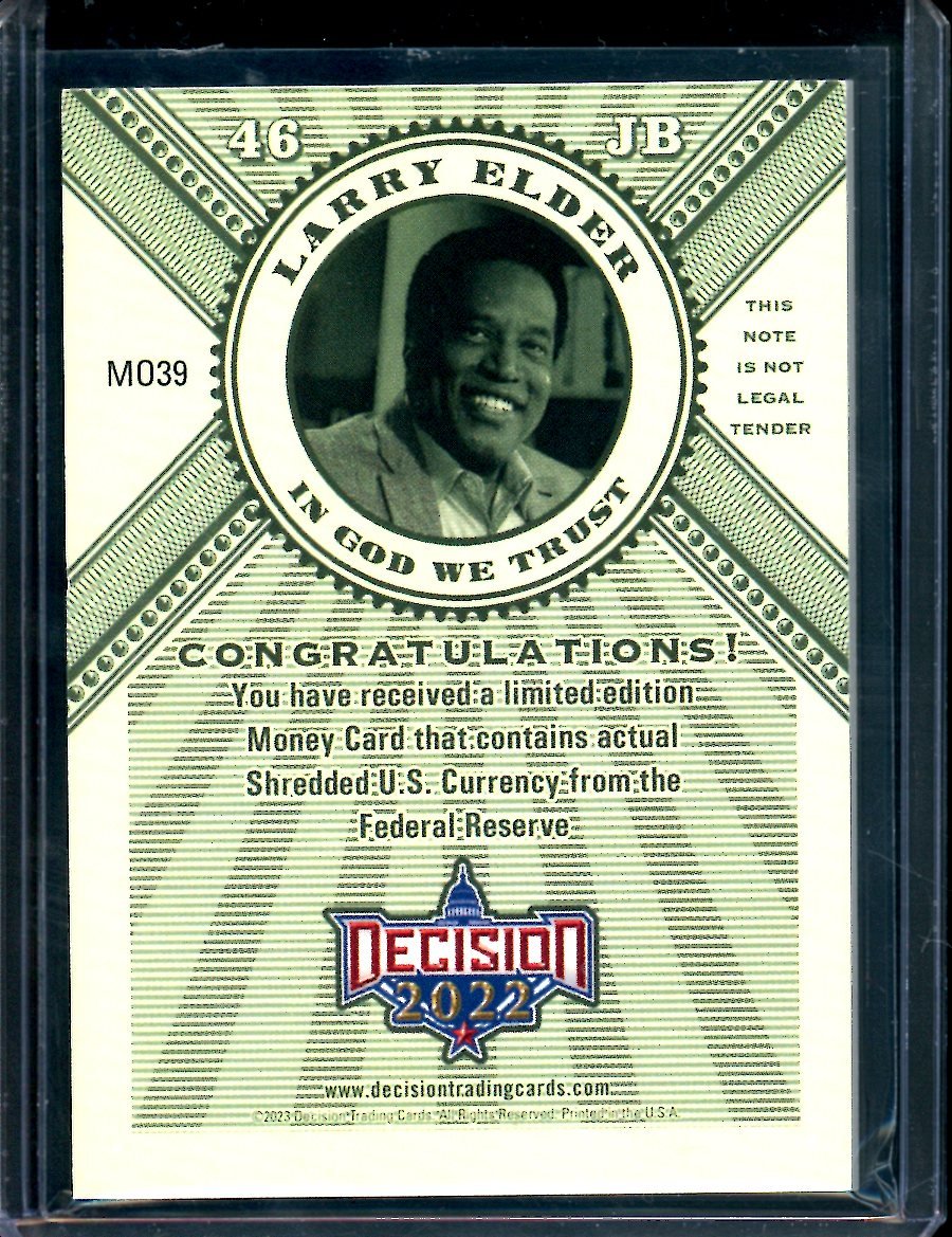 2022 Benchwarmers Decision Larry Elder Money Card 1/1 - Trading Card Market