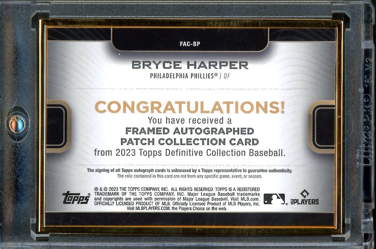 2023 Topps Definitive Bryce Harper Framed Patch Auto /25 Phillies - Trading Card Market