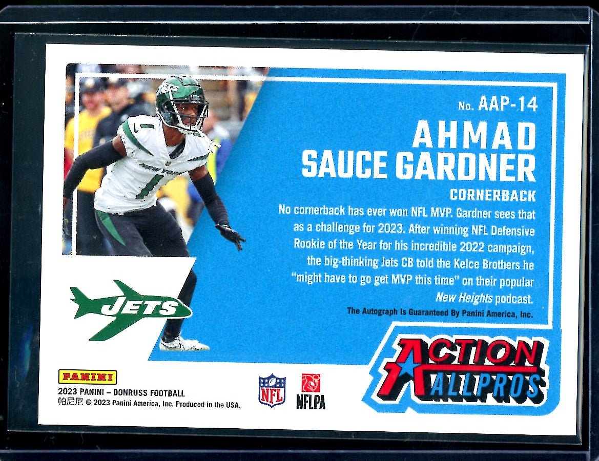 2023 Panini Donruss Sauce Gardner Action All Pros Auto /50 Jets - Trading Card Market