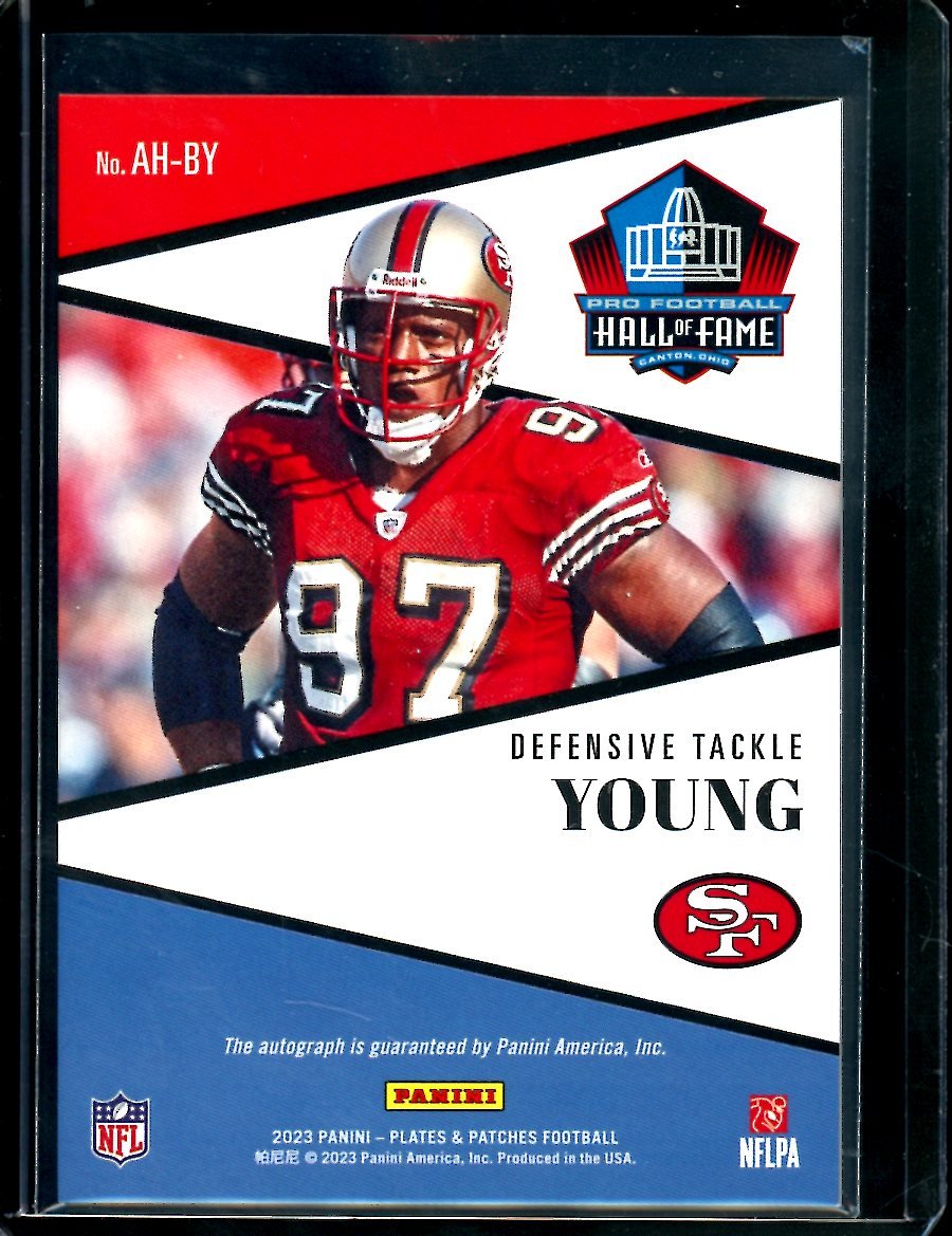 2023 Panini Plates & Patches Bryant Young All Hall Auto /10 49ers