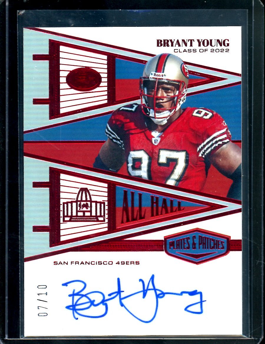 2023 Panini Plates & Patches Bryant Young All Hall Auto /10 49ers