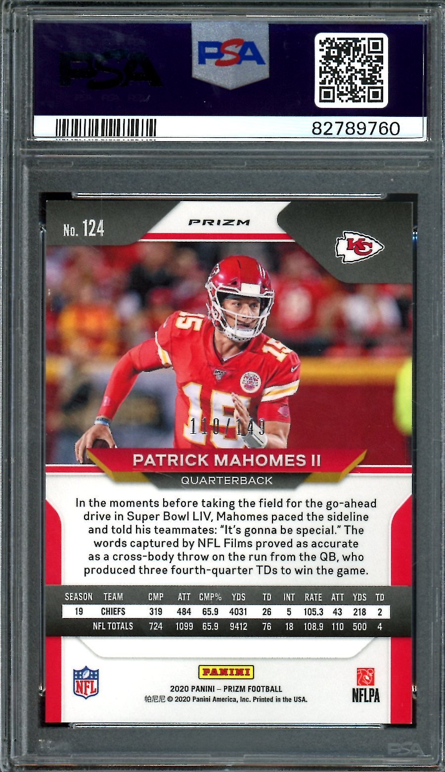 2020 Panini Prizm Patrick Mahomes II Red Wave /149 PSA 9 Chiefs - Trading Card Market