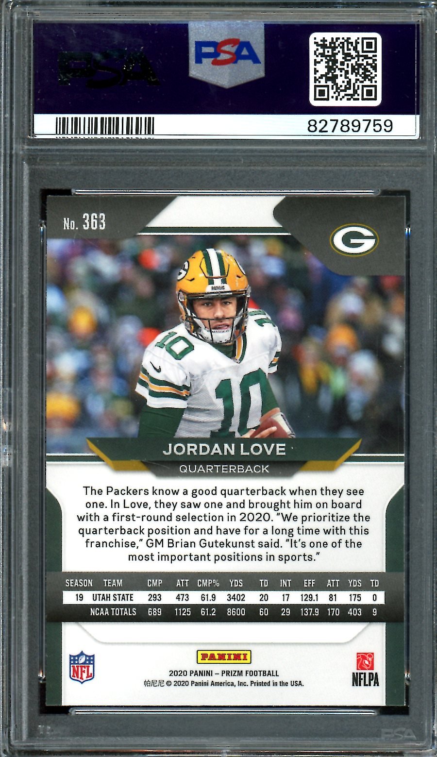 2020 Panini Prizm Jordan Love Rookie PSA 9 Packers - Trading Card Market