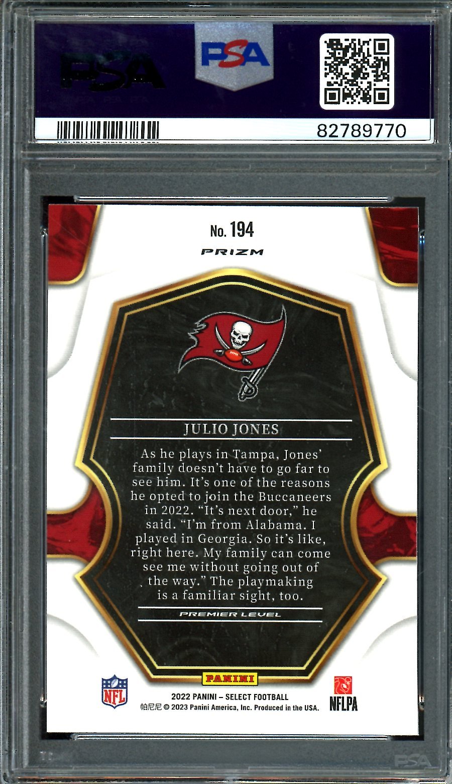 2022 Panini Select Julio Jones Cosmic Prizm PSA 10 Buccaneers - Trading Card Market