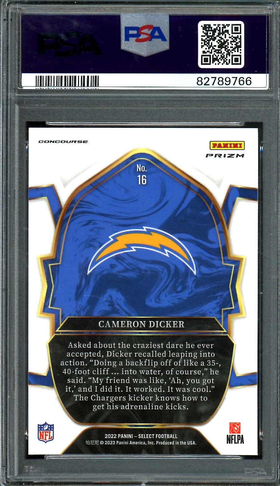 2022 Panini Select Cameron Dicker Rookie Cosmic Prizm PSA 10 Chargers - Trading Card Market