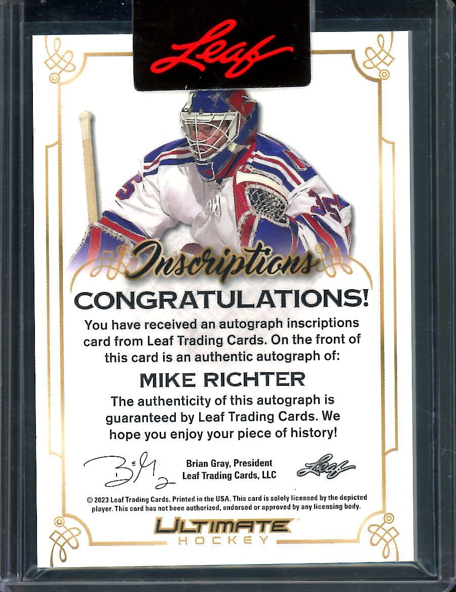 2023 Leaf Ultimate Hockey Mike Richter Inscriptions Auto /25 - Trading Card Market