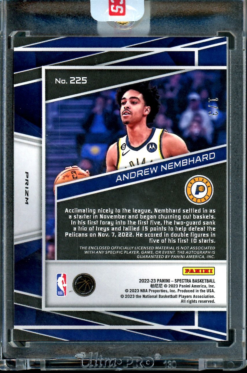2022/23 Panini Spectra Andrew Nembhard Rookie RPA /3 Pacers - Trading Card Market