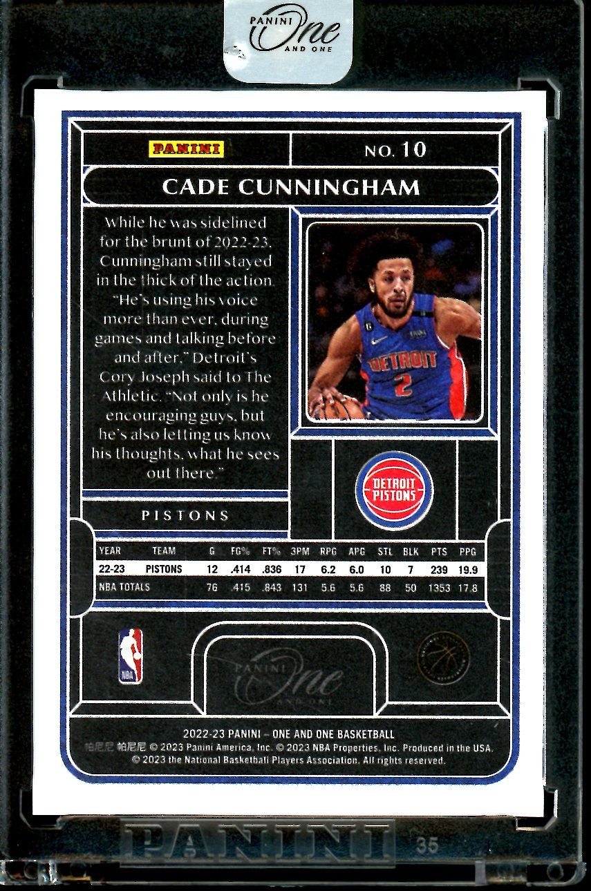 2022/23 Panini One & One Cade Cunningham /99 Pistons - Trading Card Market