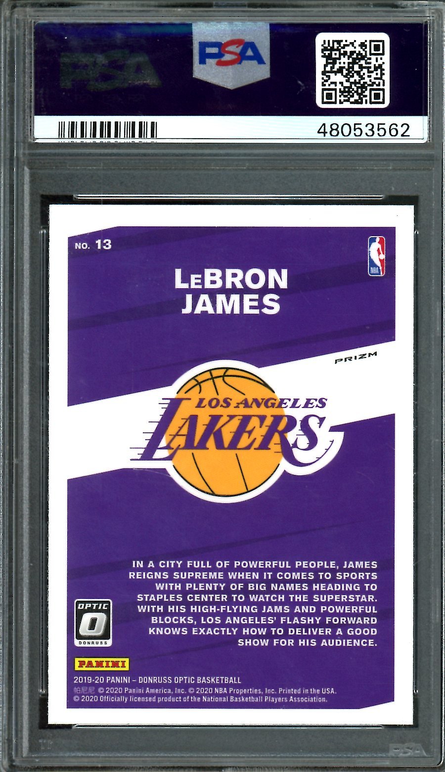 2019/20 Panini Optic LeBron James My House Purple PSA 10 Lakers - Trading Card Market
