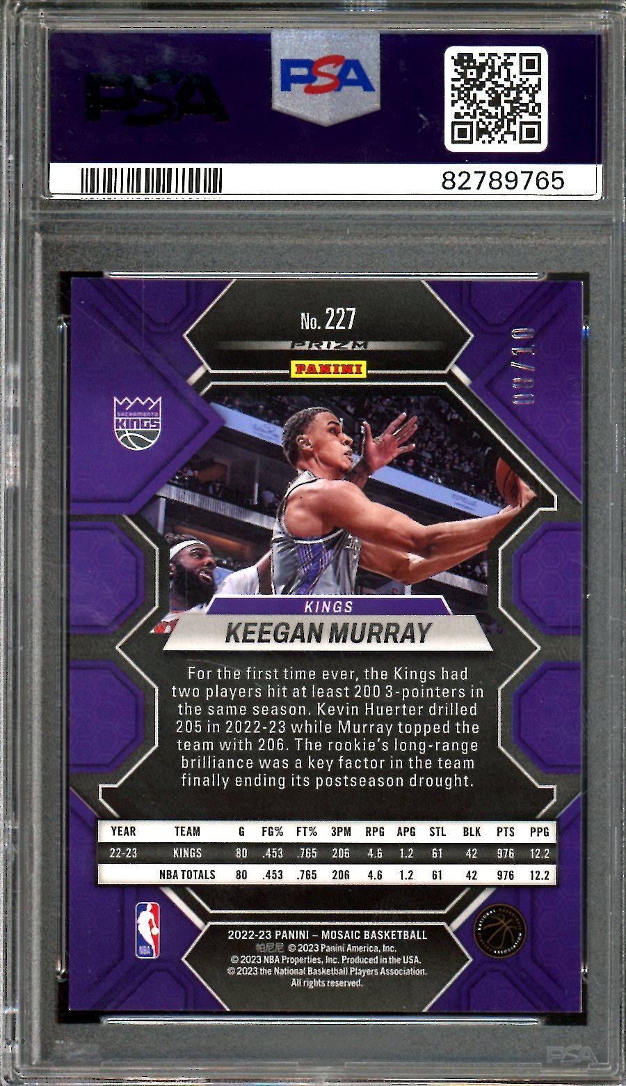 2022/23 Panini Mosaic Keegan Murray Rookie Gold /10 PSA 9 Kings - Trading Card Market