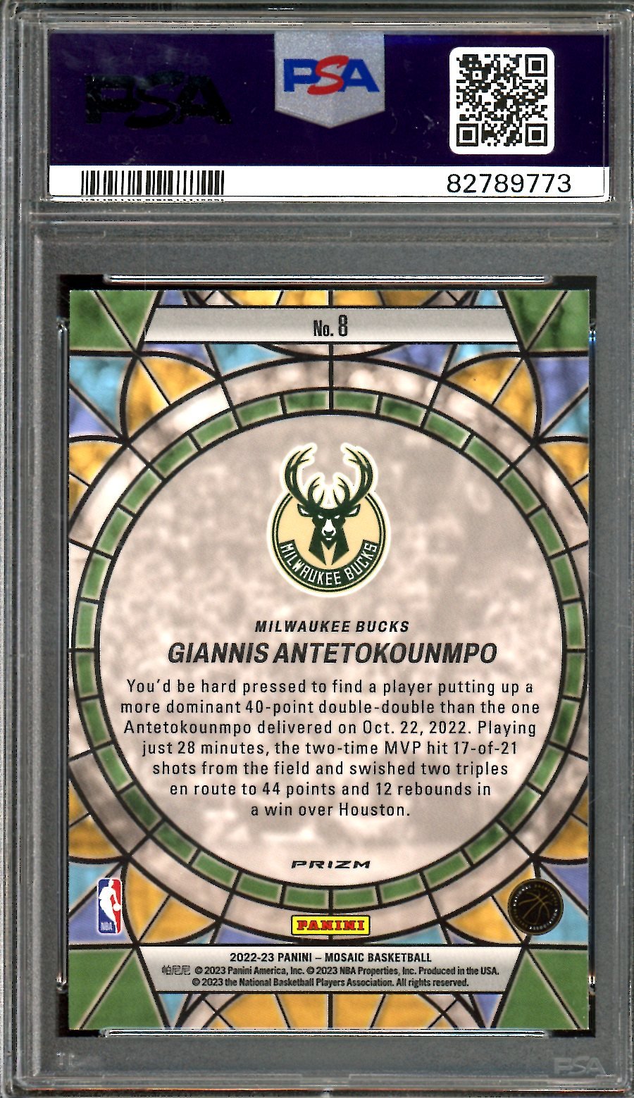 2022/23 Panini Mosaic Giannis Antetokounmpo Stained Glass SSP PSA 10 Bucks - Trading Card Market