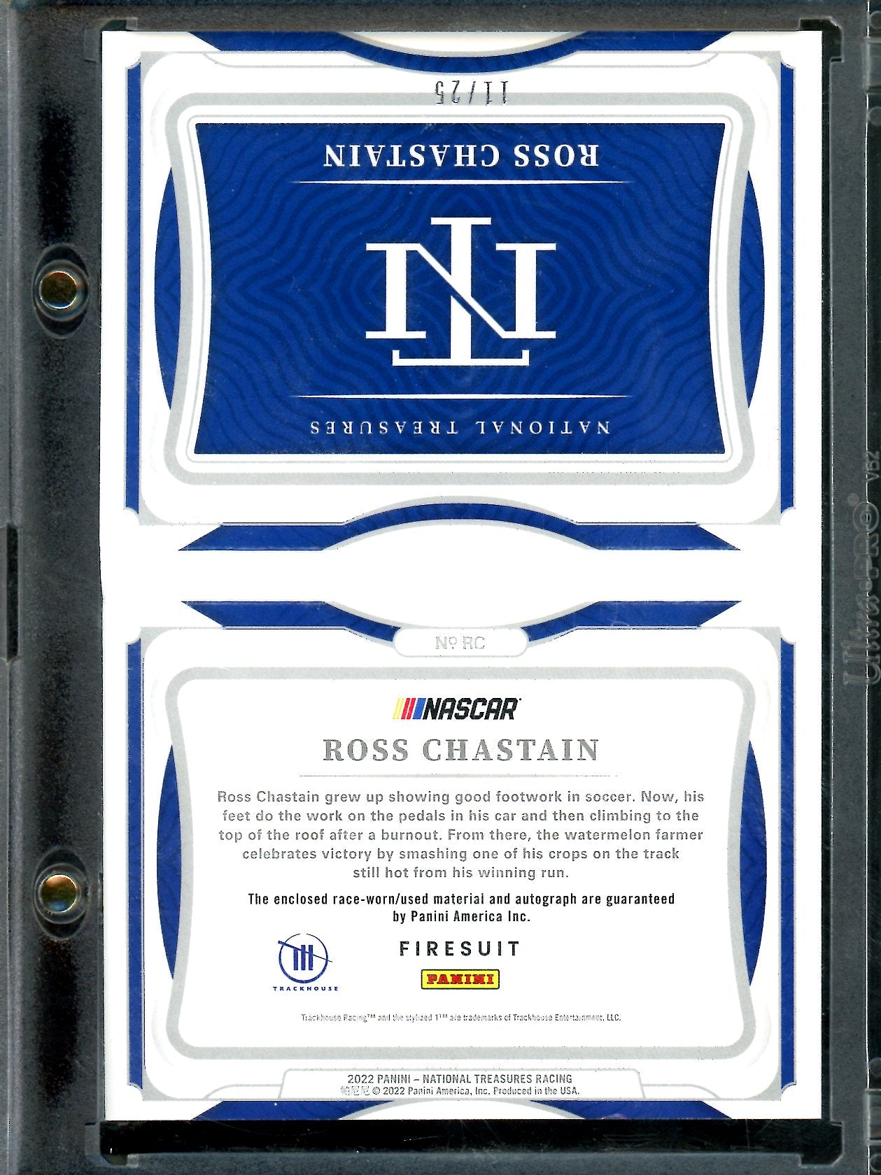 2022 Panini National Treasures Ross Chastain Firesuit Booklet Patch Auto /25 NASCAR - Trading Card Market