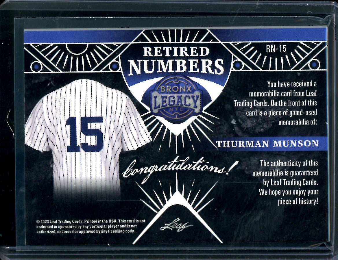 2023 Leaf Bronx Legacy Thurman Munson Retired Numbers Patch /25 Yankees - Trading Card Market