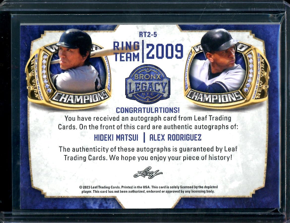 2023 Leaf Bronx Legacy Hideki Matsui/Alex Rodriguez Ring Team Dual Auto /6 Yankees