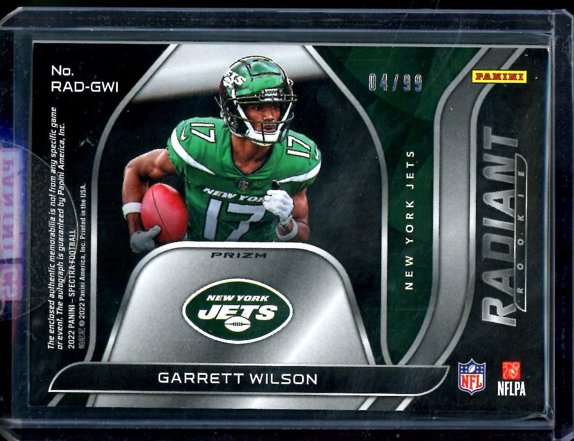 2022 Panini Spectra Garrett Wilson Rookie Radiant RPA /99 Jets - Trading Card Market