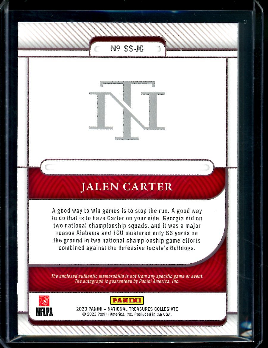 2023 Panini National Treasures Collegiate Jalen Carter Silhouettes Signatures Patch Auto /99 Georgia - Trading Card Market