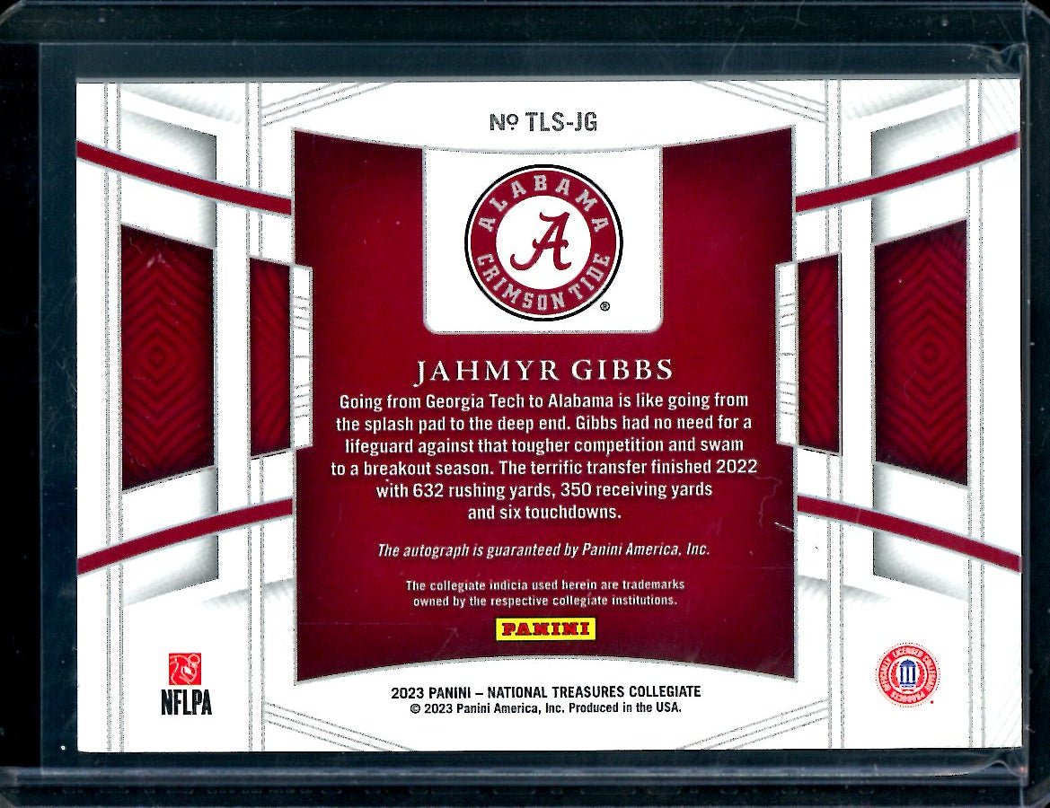 2023 Panini National Treasures Collegiate Jahmyr Gibbs Team Logo Auto /25 Alabama - Trading Card Market