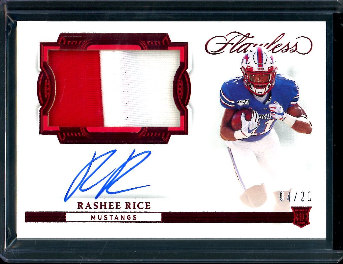 2023 Panini Flawless Collegiate Rashee Rice Rookie RPA Red /20 SMU