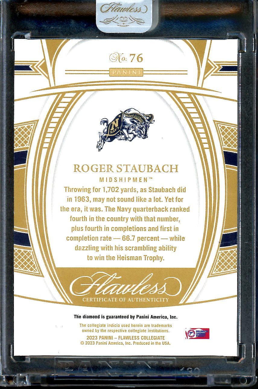 2023 Panini Flawless Collegiate Roger Staubach Diamond /25 Navy - Trading Card Market
