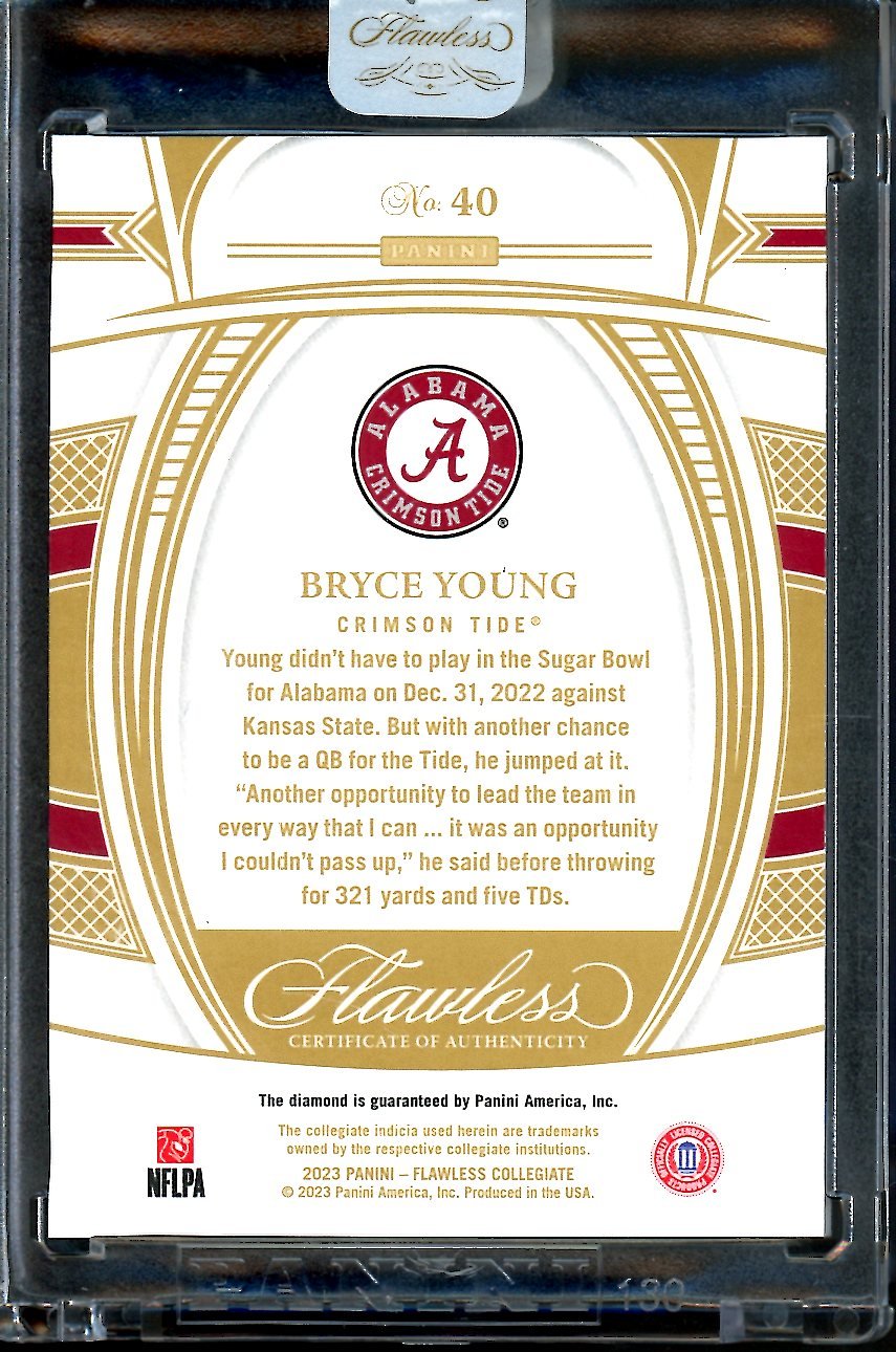 2023 Panini Flawless Collegiate Bryce Young Rookie Diamond /25 Alabama - Trading Card Market