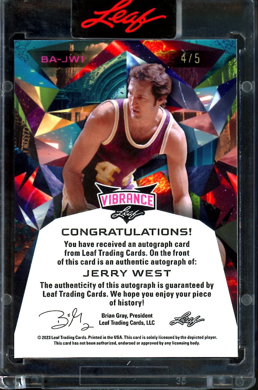 2023 Leaf Vibrance Jerry West Auto /5 Lakers - Trading Card Market