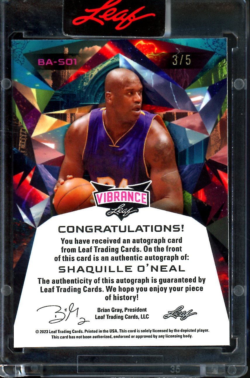 2023 Leaf Vibrance Shaquille O'Neal Auto /5 Lakers - Trading Card Market