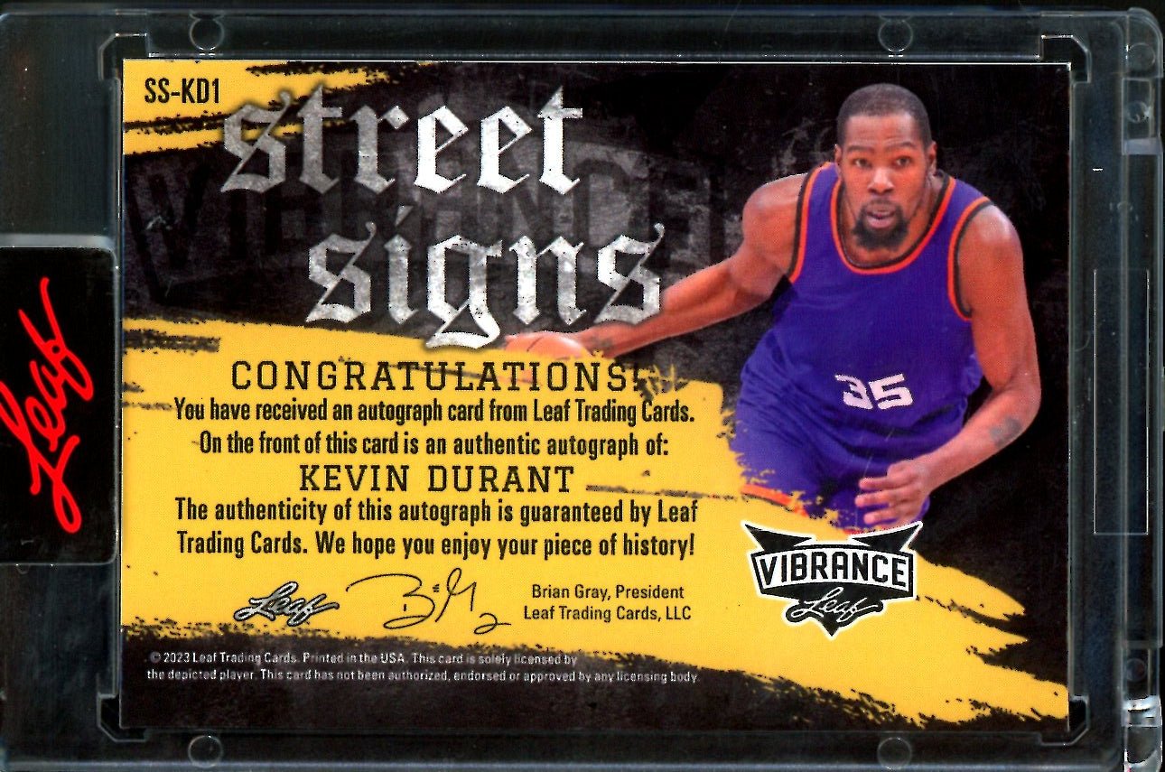 2023 Leaf Vibrance Kevin Durant Street Signs "Slim Reaper" Auto Suns - Trading Card Market