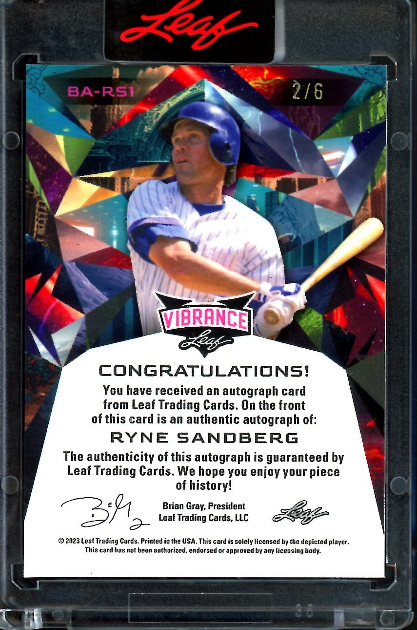 2023 Leaf Vibrance Ryne Sandberg Auto Orange /6 Cubs - Trading Card Market