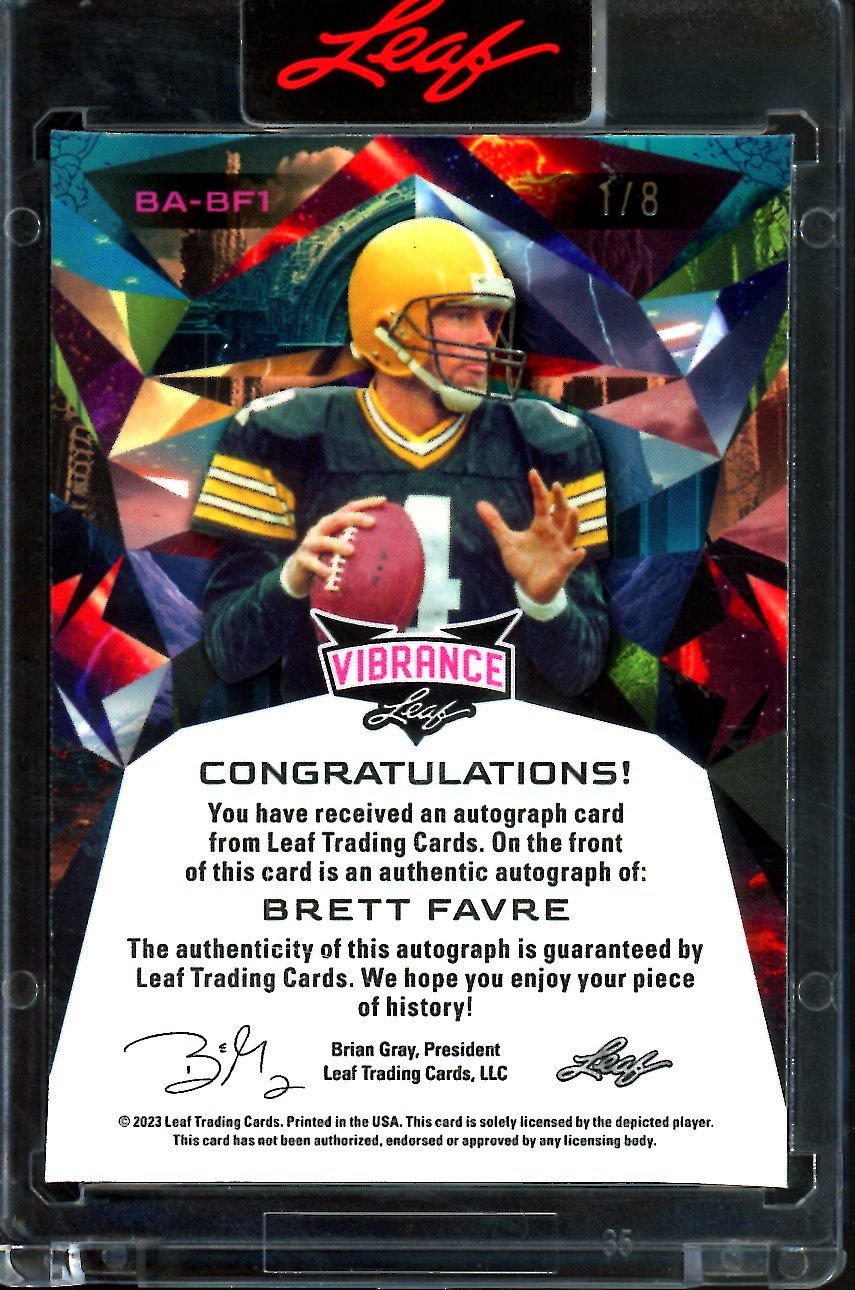 2023 Leaf Vibrance Brett Favre Auto Blue Shimmer /8 Packers - Trading Card Market