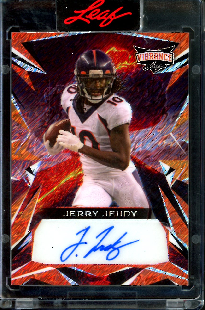 2023 Leaf Vibrance Jerry Jeudy Auto Orange Shimmer /6 Broncos