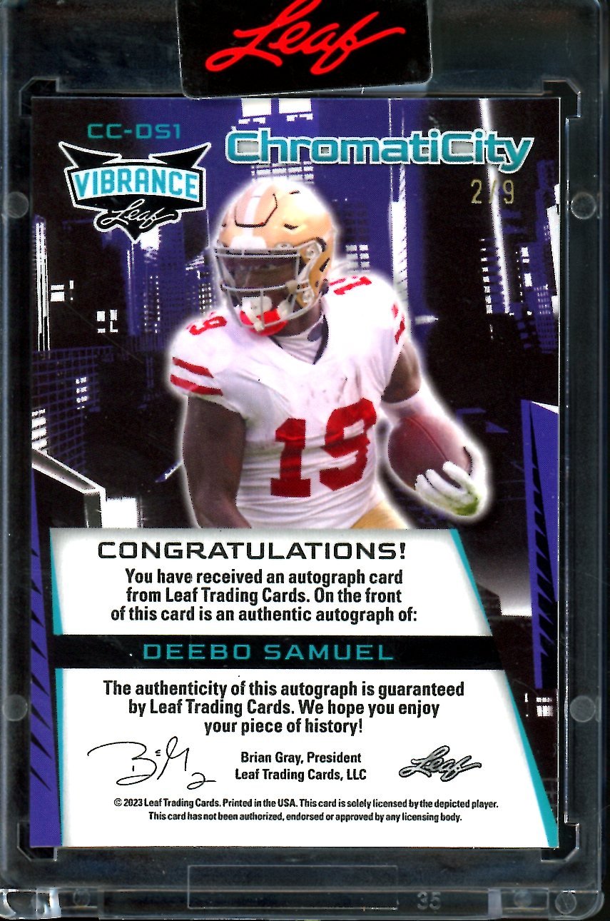 2023 Leaf Vibrance Deebo Samuel ChromatiCity Auto Green /9 49ers - Trading Card Market