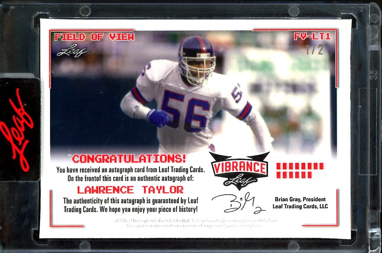 2023 Leaf Vibrance Lawrence Taylor Field of View Auto Orange Shimmer /2 Giants - Trading Card Market