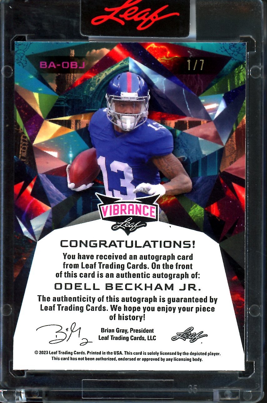 2023 Leaf Vibrance Odell Beckham Jr. Auto Orange /7 Giants - Trading Card Market