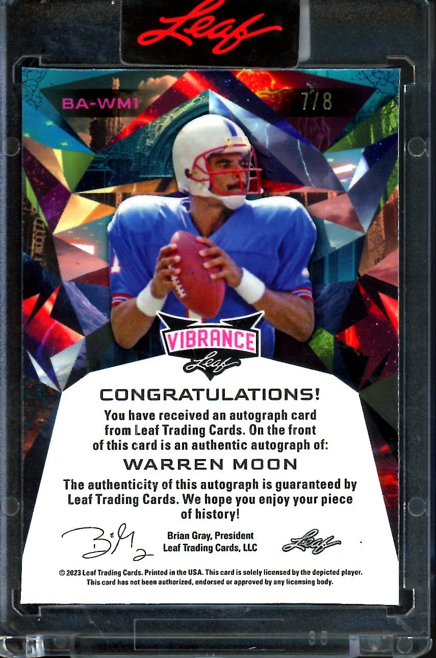 2023 Leaf Vibrance Warren Moon Auto Blue Shimmer /8 Oilers - Trading Card Market