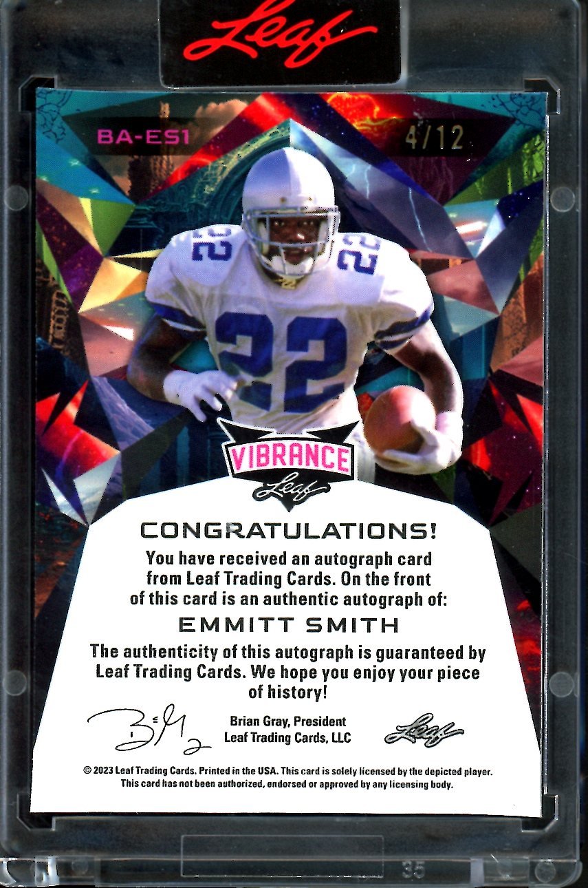 2023 Leaf Vibrance Emmitt Smith Blue Shimmer Auto /12 Cowboys - Trading Card Market