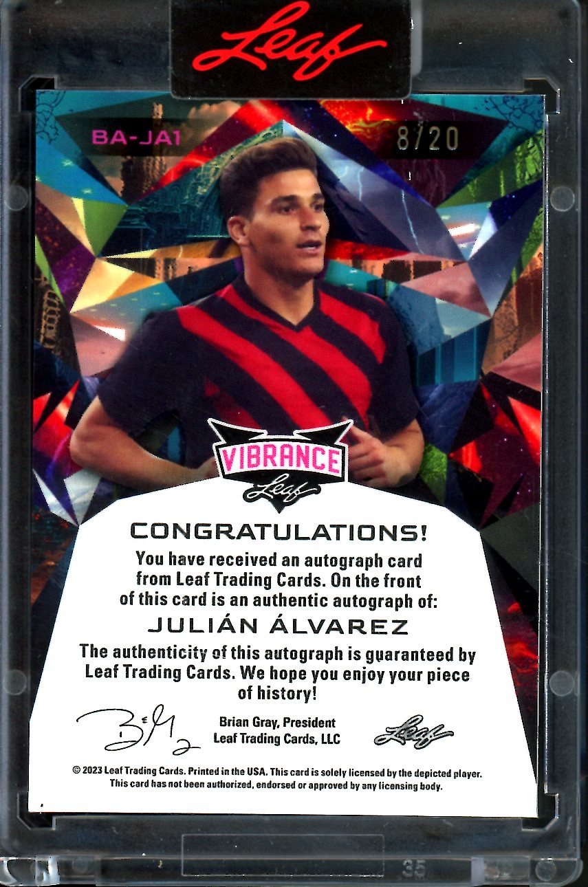 2023 Leaf Vibrance Julian Alvarez Blue Auto /20 Manchester City - Trading Card Market